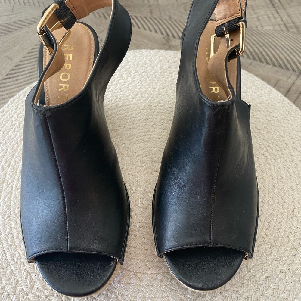 Report Black Peep-Toe Heels with Slingback Strap